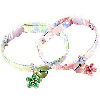 Adjustable Cat Collar with Bell Floral Design Cotton 10Pcs for Pets