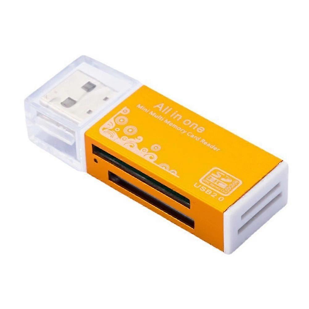 USB 2.0 Card Reader 4 in 1 Multi Card Reader Memory Adapter compatible with Memory Stick T-Flash/M2/MS Card Reader Gold