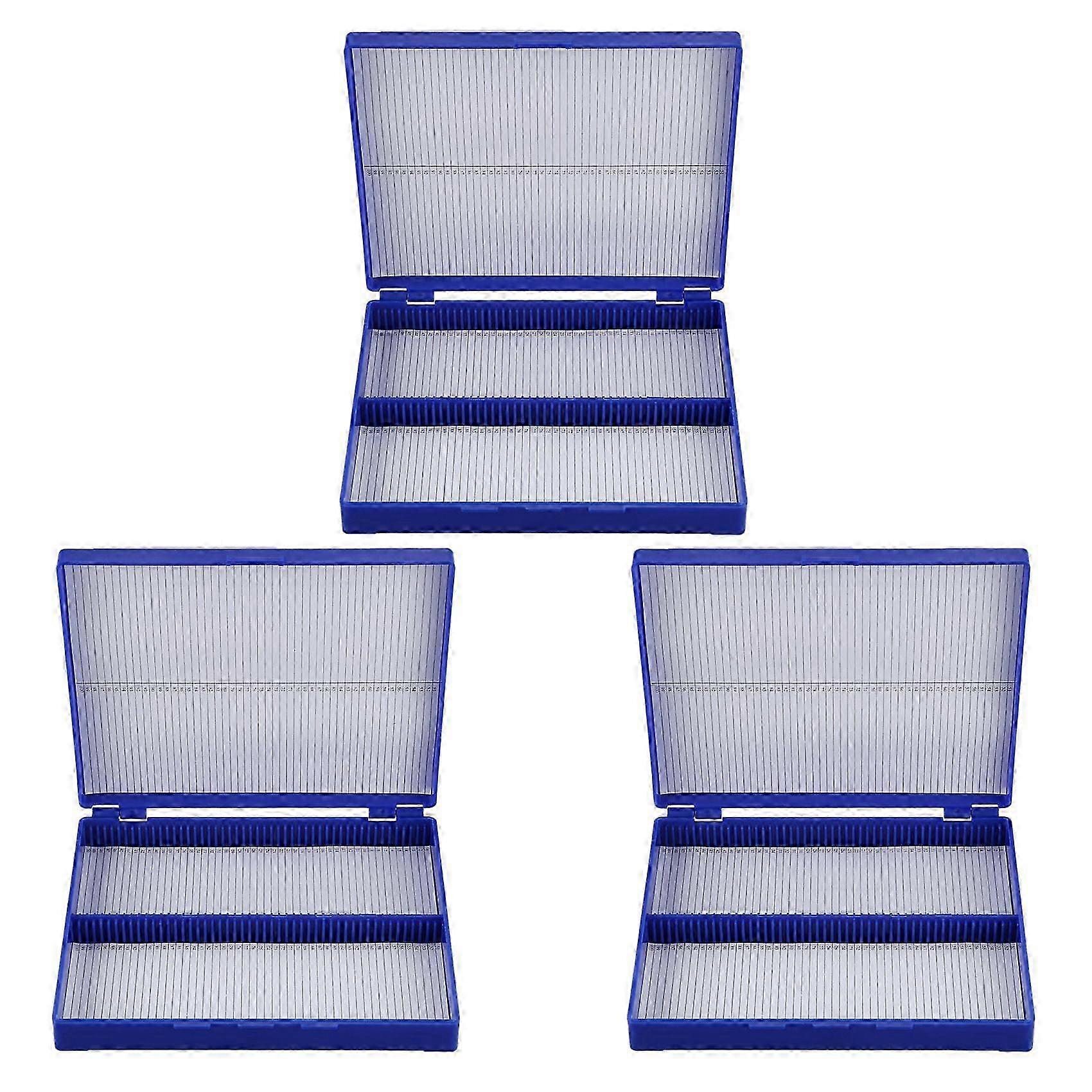 Royal Blue Plastic Rectangle Hold 300 Microslide Slide Microscope Box