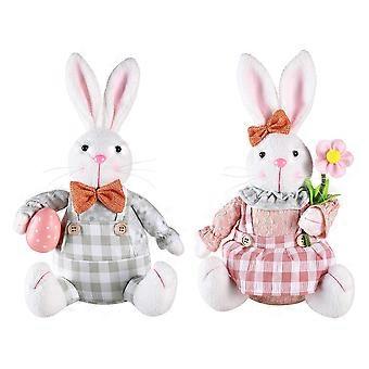 2 stuks gevulde Bunny Rabbit standbeeld Paashaas standbeeld Easter Bunny Doll Pasen tafelblad Decor