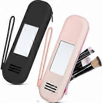 Silicone Makeup Brush Storage Case 2PCS, Travel Makeup Brush Holder for Face Brushes, Portable Makeu