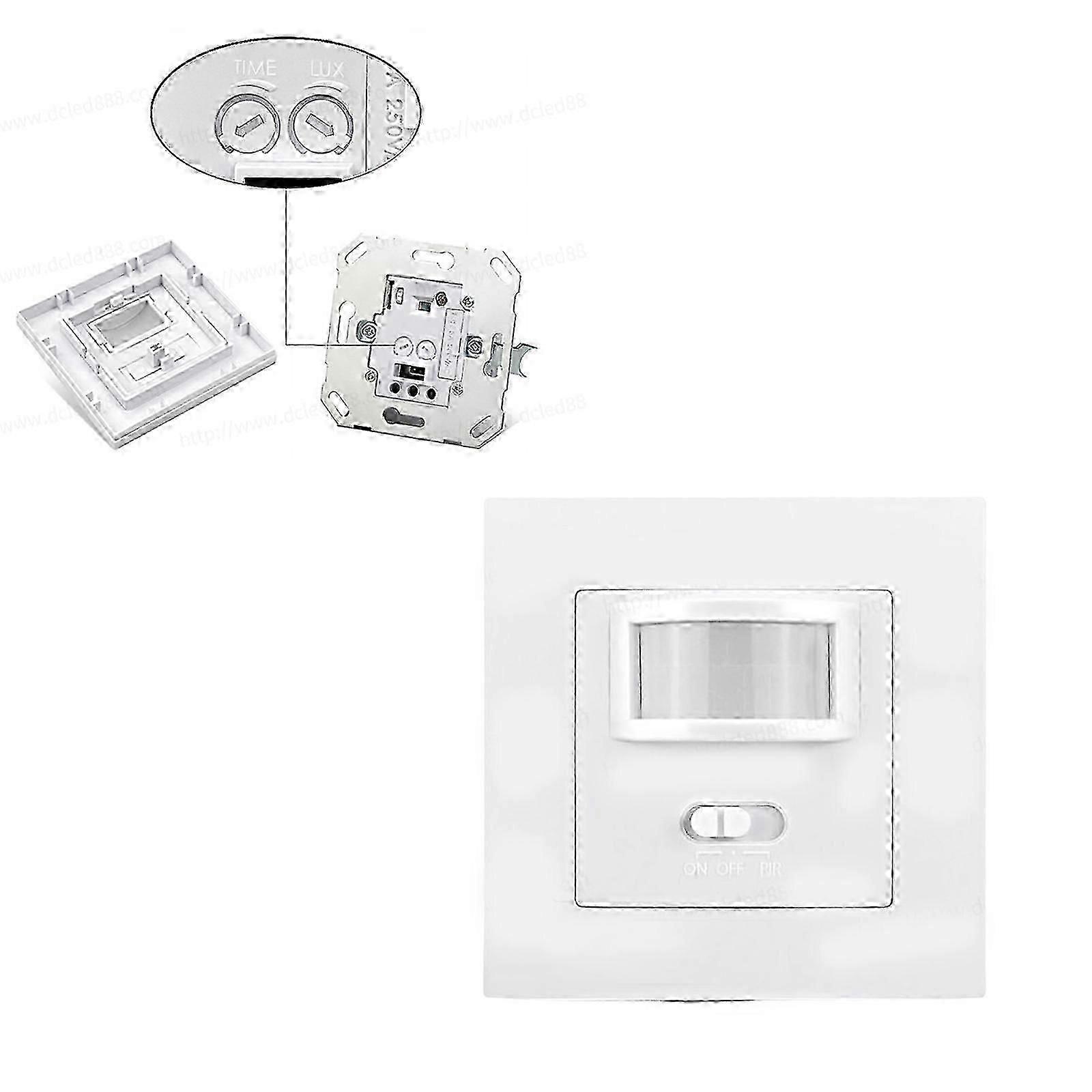 Flush Mounted 110-240V White Infrared PIR Motion Detector LED Sensor Switch 140