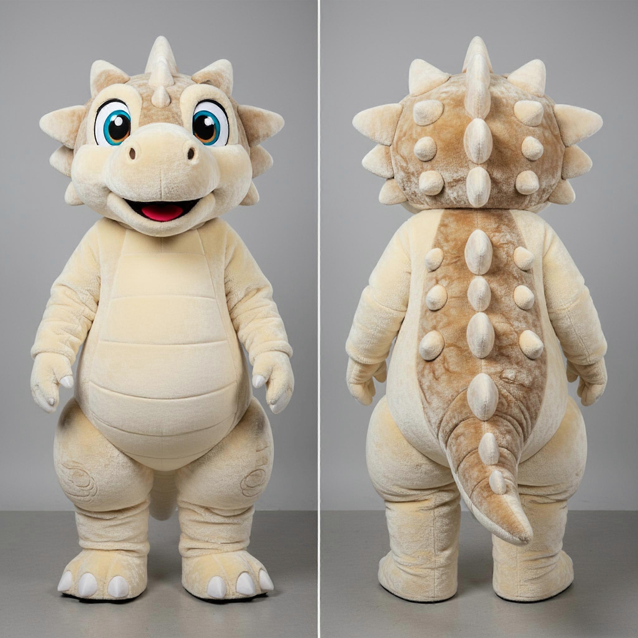 MASTICOT Cream Fleece Broad Shouldered Ankylosaurus Mascot