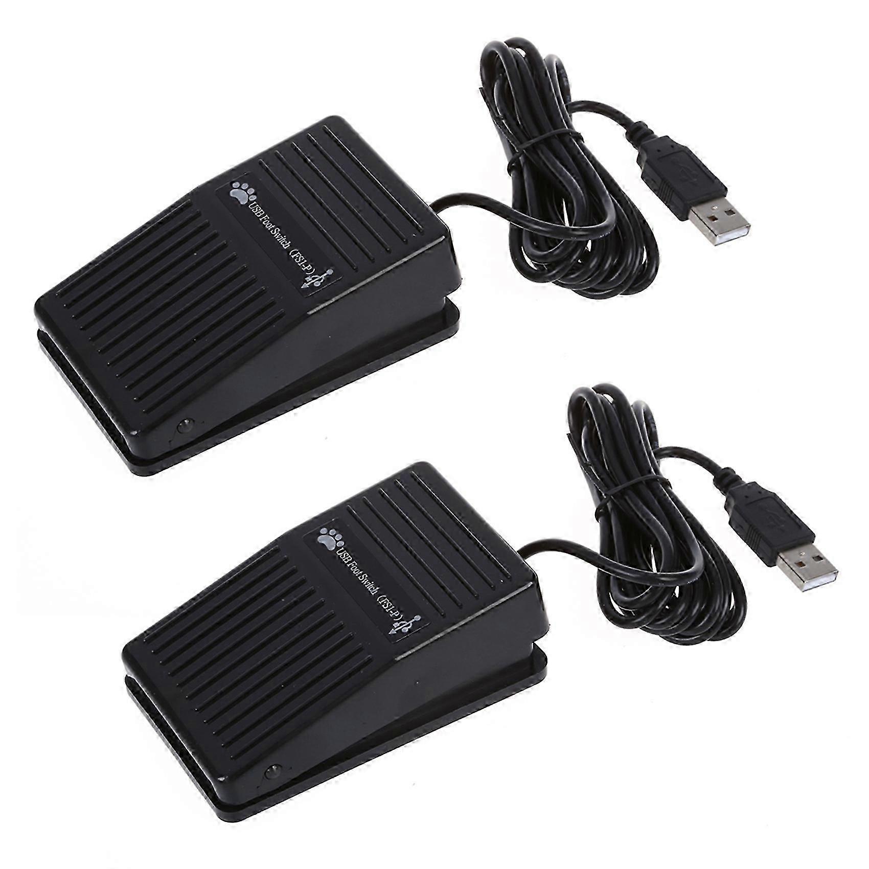 2 Pack USB Foot Pedal Switch, Plastic, Plug and Play No Driver, Compatible with Windows, Mac, Linux, For PC Games & Control
