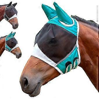 Paard vliegenmasker uv-bescherming paard vliegenmasker met oren net / voorslot gat / reflecterende trim stretchy vliegenmasker voor paard ademend fijn gaas / oog dart / haak