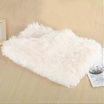 Hundetæppe, fluffy plys hundekattetæppe, blødt og varmt kæledyrstæppe til små mellemstore hunde og katte (78 x 54cm, hvid)