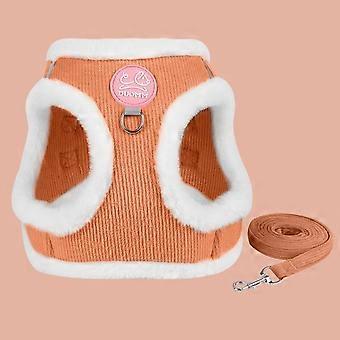 Rabbit Fur Cat Dog Harness and Leash Set Winter Pet Outdoor Walking Supplies Reflective Adjustable Kitten Puppy gatos HarnessesPet Leashes