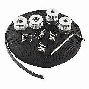 4x 20-Zahn-Riemenscheibe mit 5 mm + 6 mm Bohrung, Zahnriemen & 4x Spannrolle für 3D-Drucker