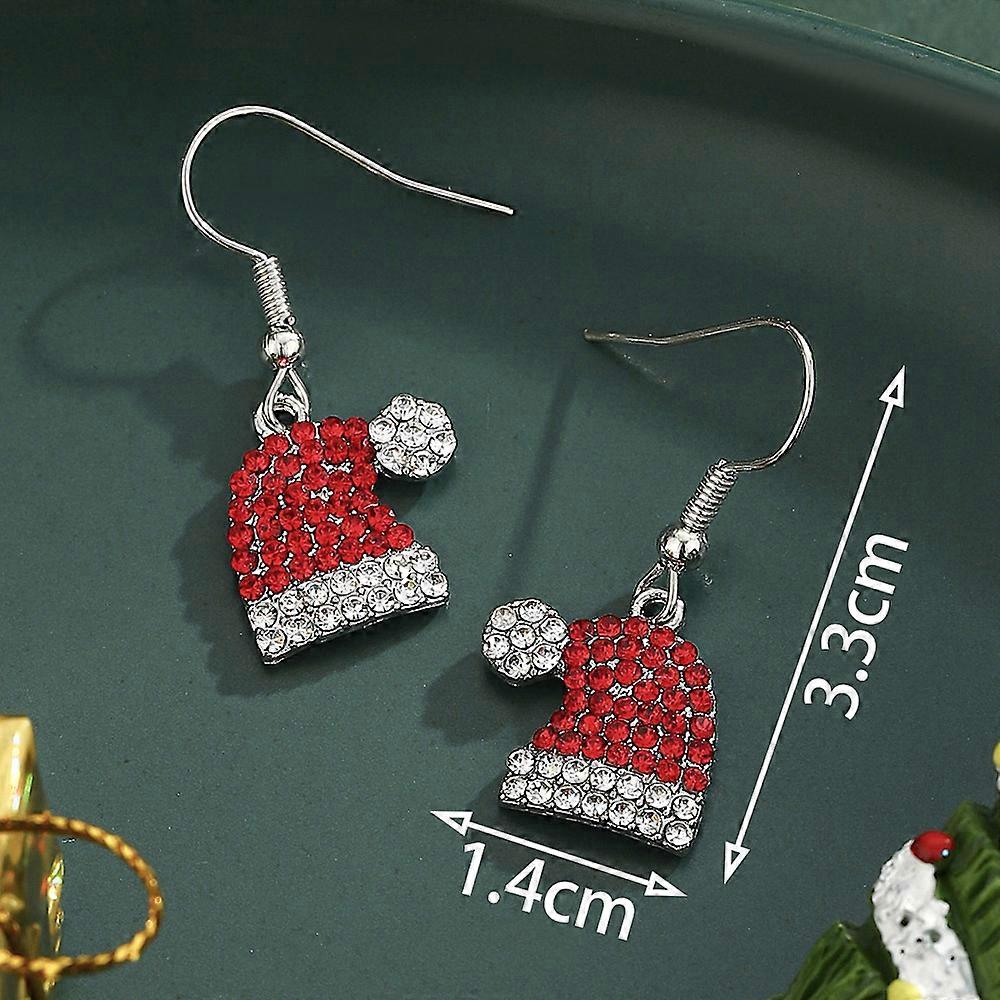 1pair Alloy Dangle Earrings with Rhinestone Hat 33x14mm