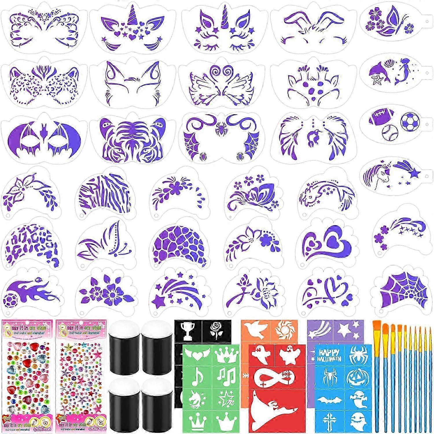 Face Paint Stencil Set 33 Reusable Plus