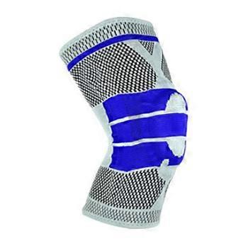 Supporto per il ginocchio con anello in silicone spesso, tessuto traspirante e imbottitura per ginocchia, ideale per giocare a basket e praticare sport. Colore: grigio. Taglia: L.