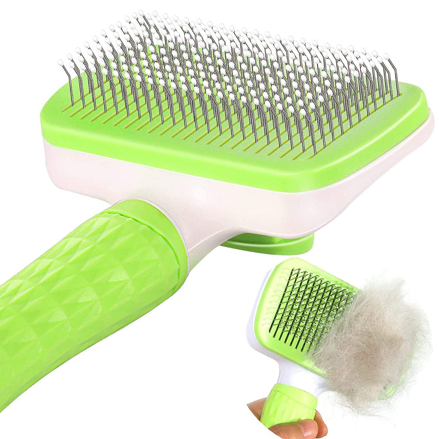 The Pet Slicker Brush, Which Cleans The Brush With Just A Touch, Is An Effective Tool For Grooming Pets And Removing Shed Hairs.medium
