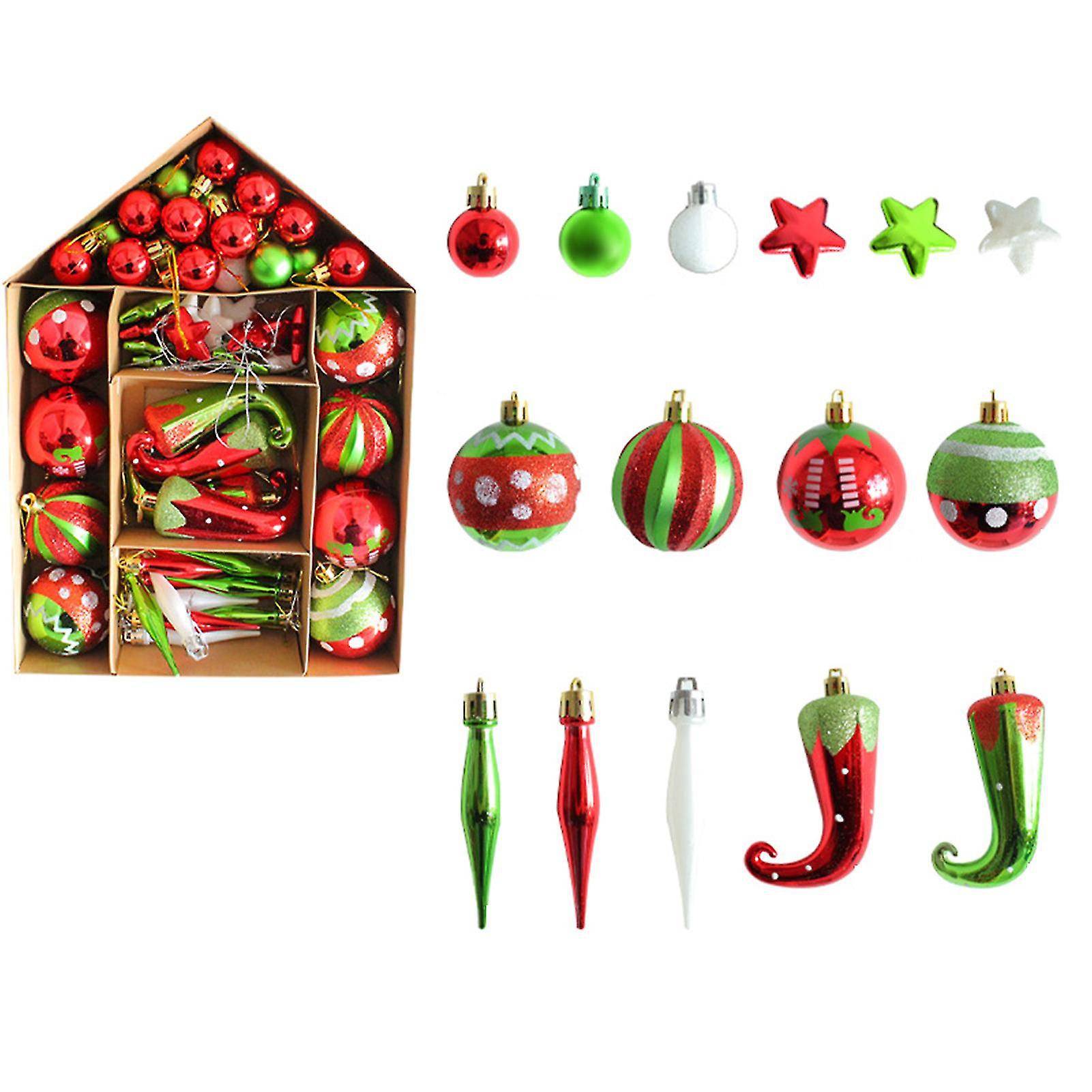 Christmas Tree Hanging Ornaments 3d Painted Balls Electroplated Rustic Set Decors Xmas Party Ornaments