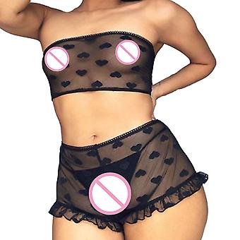Women Sexy Lace Bandeau Underwear Set Love Heart Pattern See Through Lingerie Brings Lots Of Joy To Your Daily Life