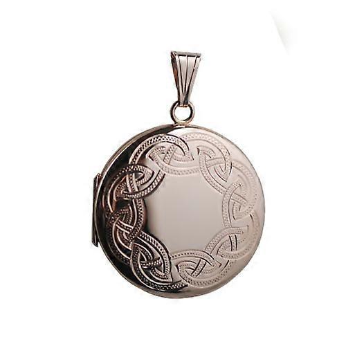 9ct Rose Gold 29mm Celtic engraved round Locket