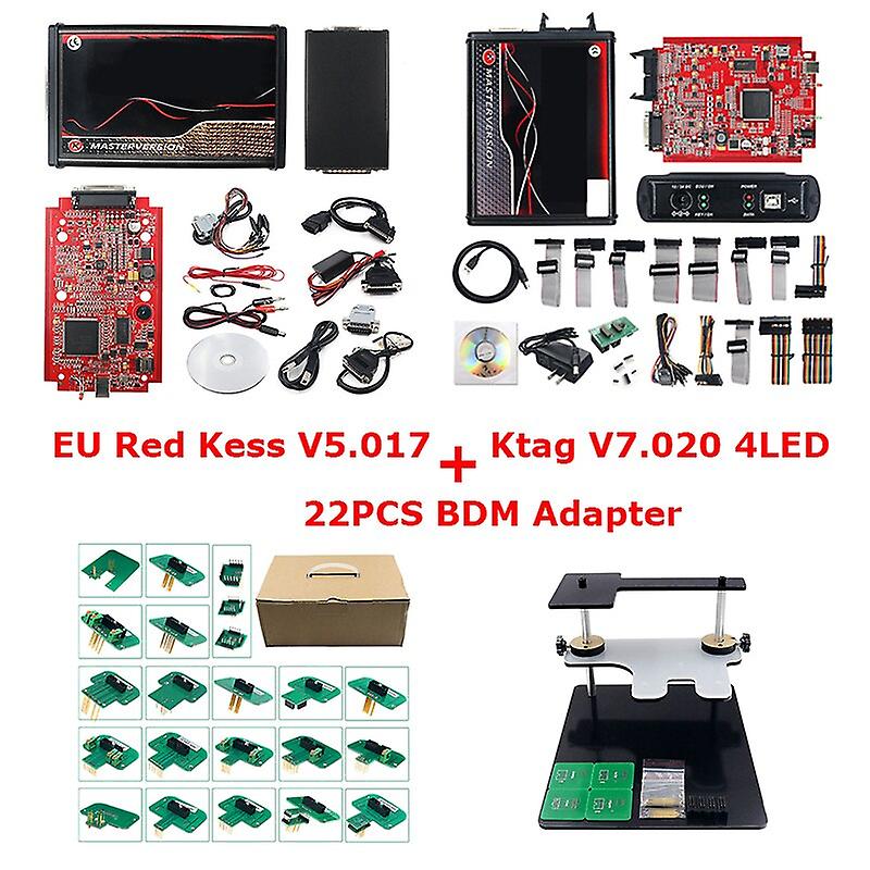 Online Eu Red Kess V5.017 Ktag V7.020 Master 4 Led Bdm Frame 22 Adapters Ecu Programmer Free 2.80 Real Ecm Titanium 1.61