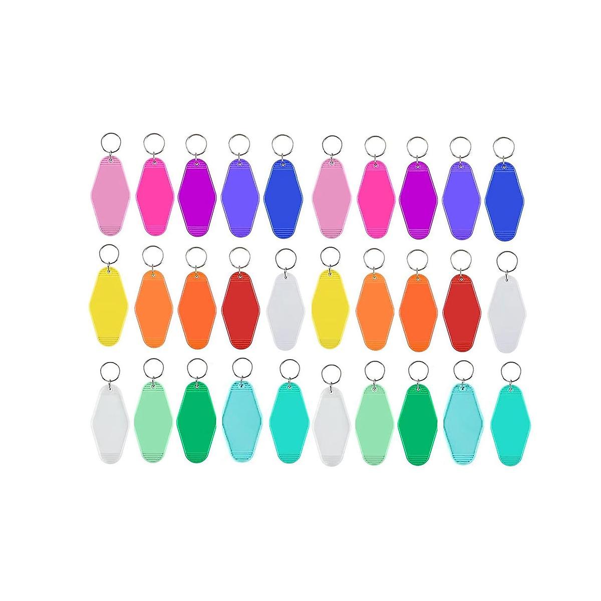 30Pcs Sublimation Keychain Blanks, Blank Hotel Keychains Bulks Rhombus Motel Keychain Blank with Ri