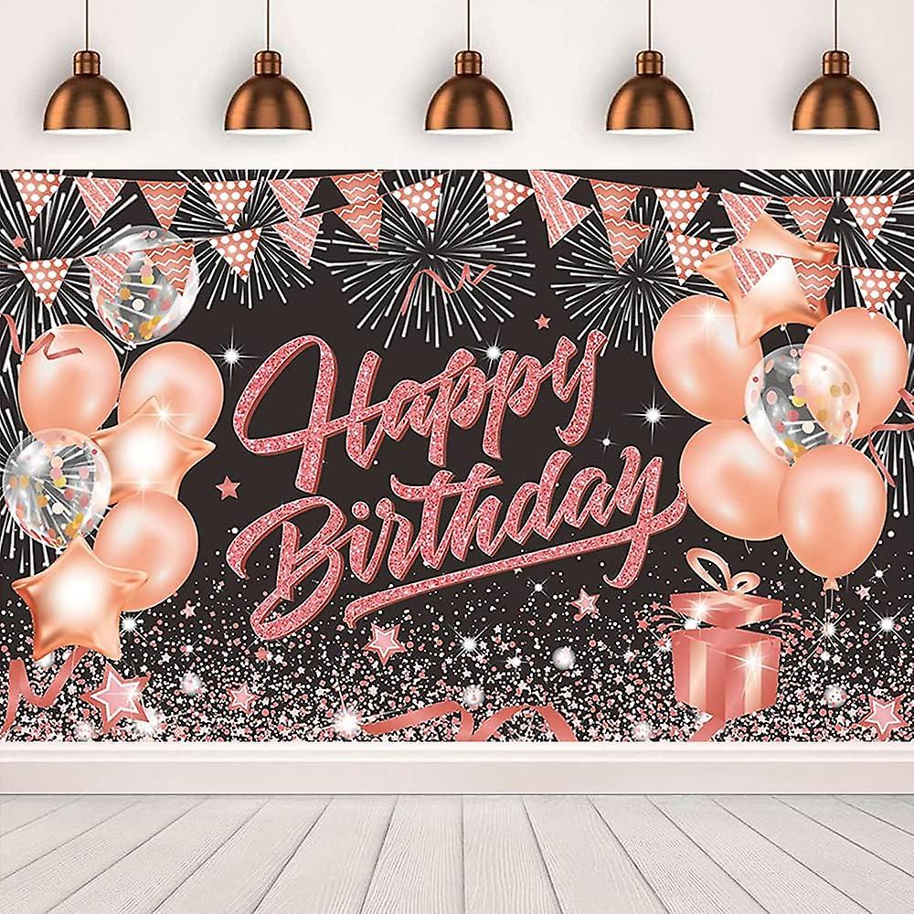 Happy Birthday Hintergrund – 180 X 109 Cm, Rot-gold – Für Fotokabine & Partydekoration