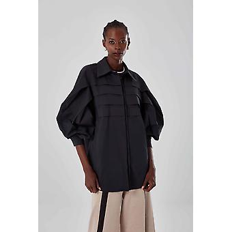 Balloon Sleeve Pleated Shirt