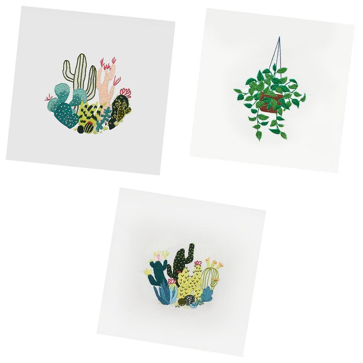 3 Pieces Cross Stitch Kit Embroidery Starter Kit with Pattern Needlework