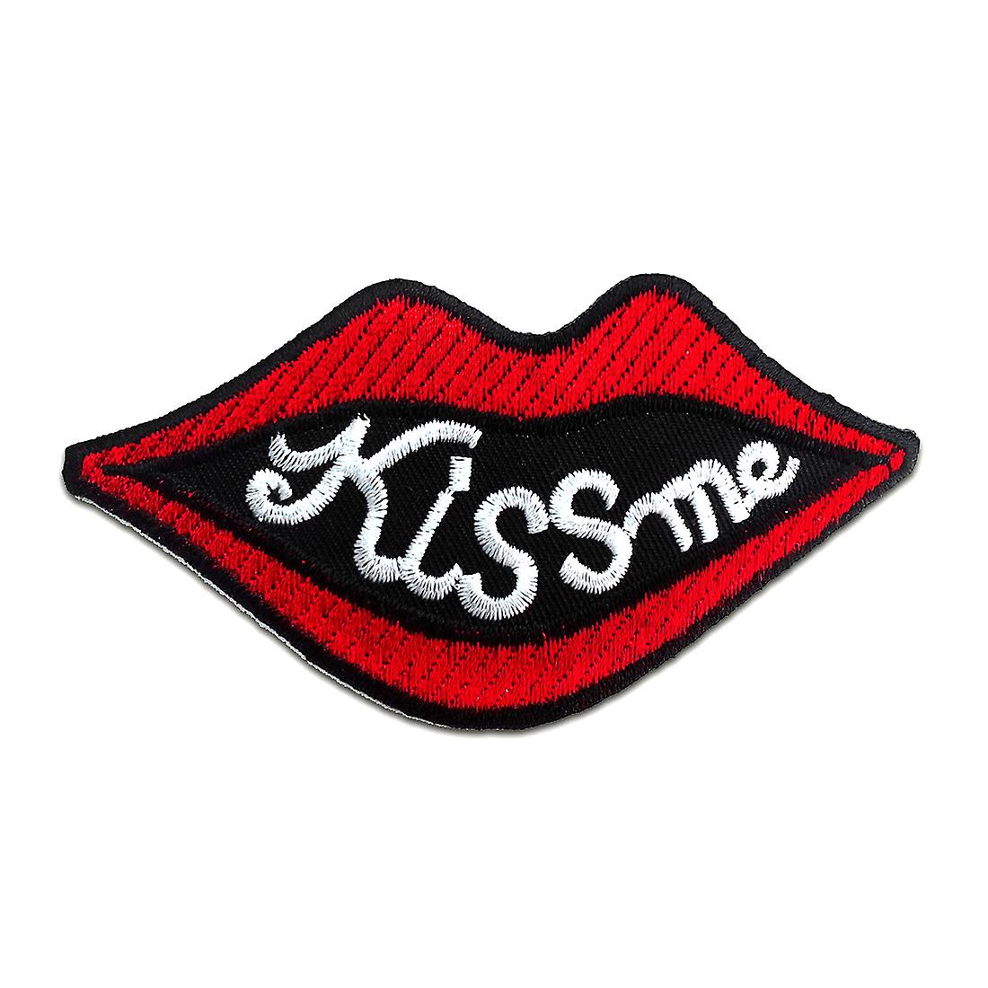 Patch / iron-on patch - Kiss Me - black - 10 x 4.7 cm - Appliques patch patches