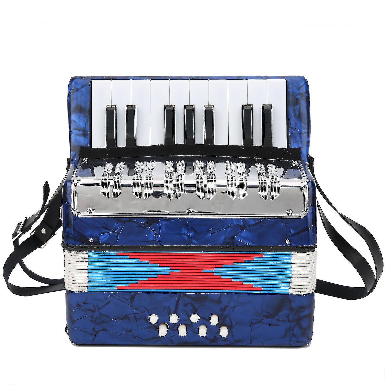 初心者のためのアコーディオン楽器、17キー8ベースキーボードミュージカルアコーディオン、調整可能なストラップとソフトなサウンド、ポータブル教育