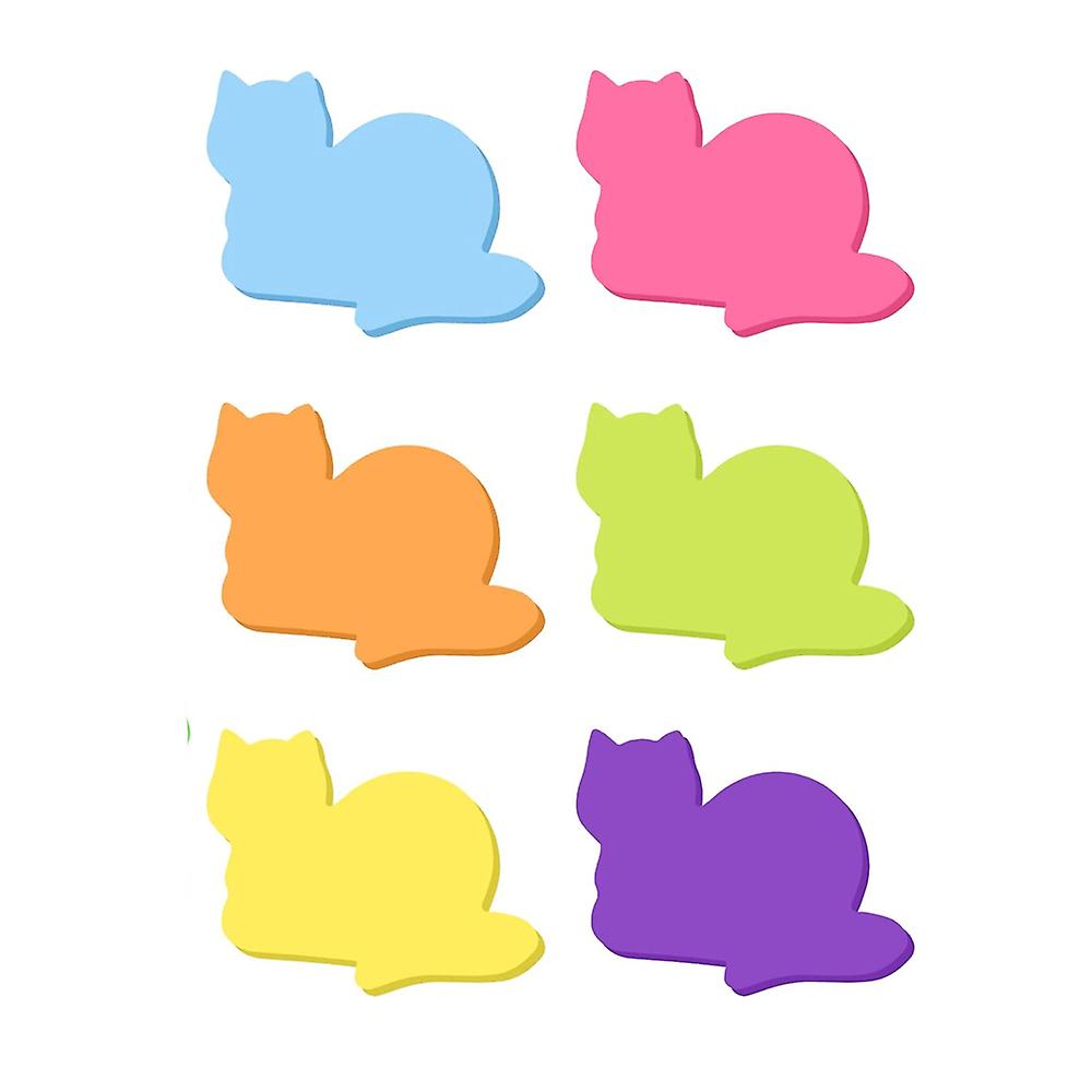 6 Pack Cat Shaped Sticky Note Pads with Paper Clips, 180 Sheets
