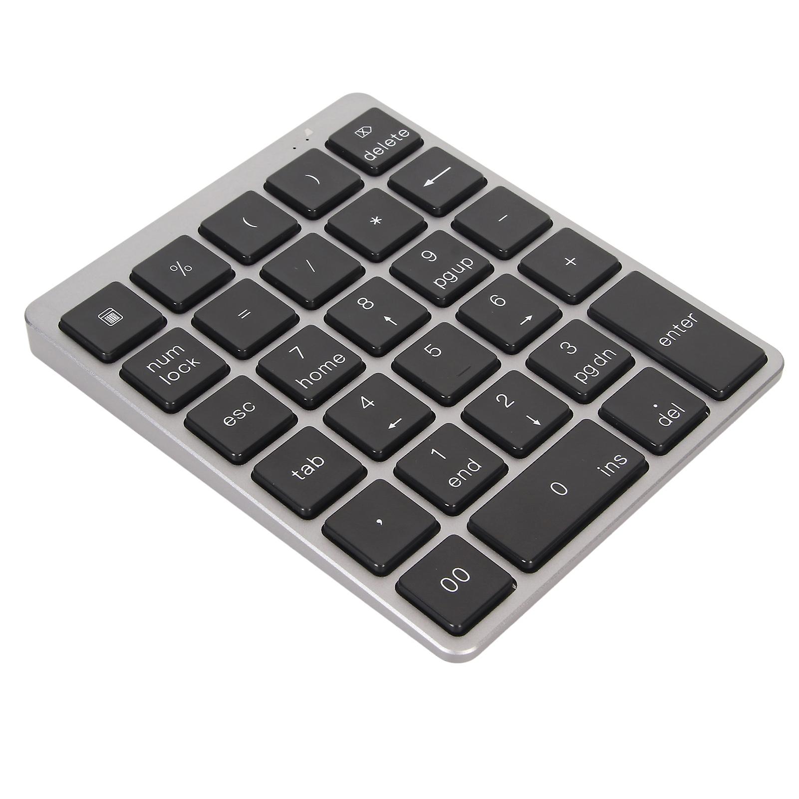 Numeric Keyboard Mini USB Rechargeable Wired 28 Keys Thin Portable Aluminum Alloy Dark Gray 