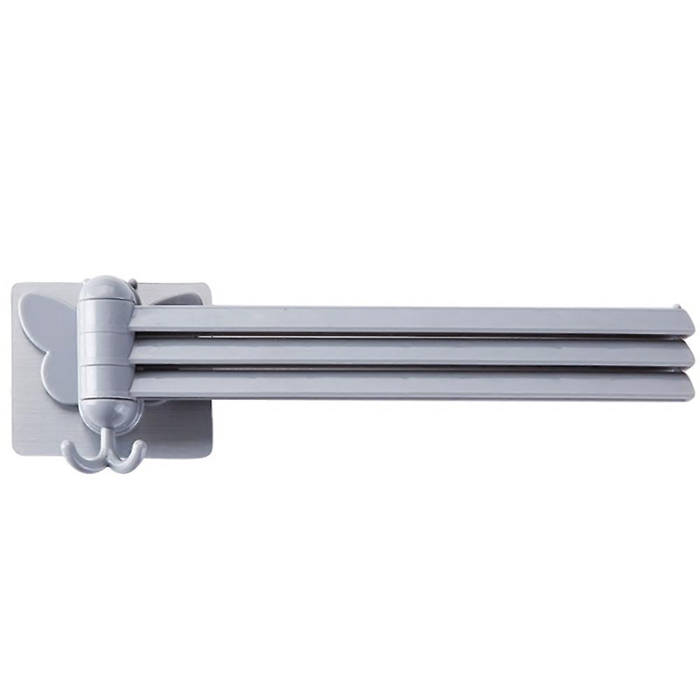 Bathroom Towel Organizer Kitchen Wall Mount Folding Hanger Rotating Hook Rack