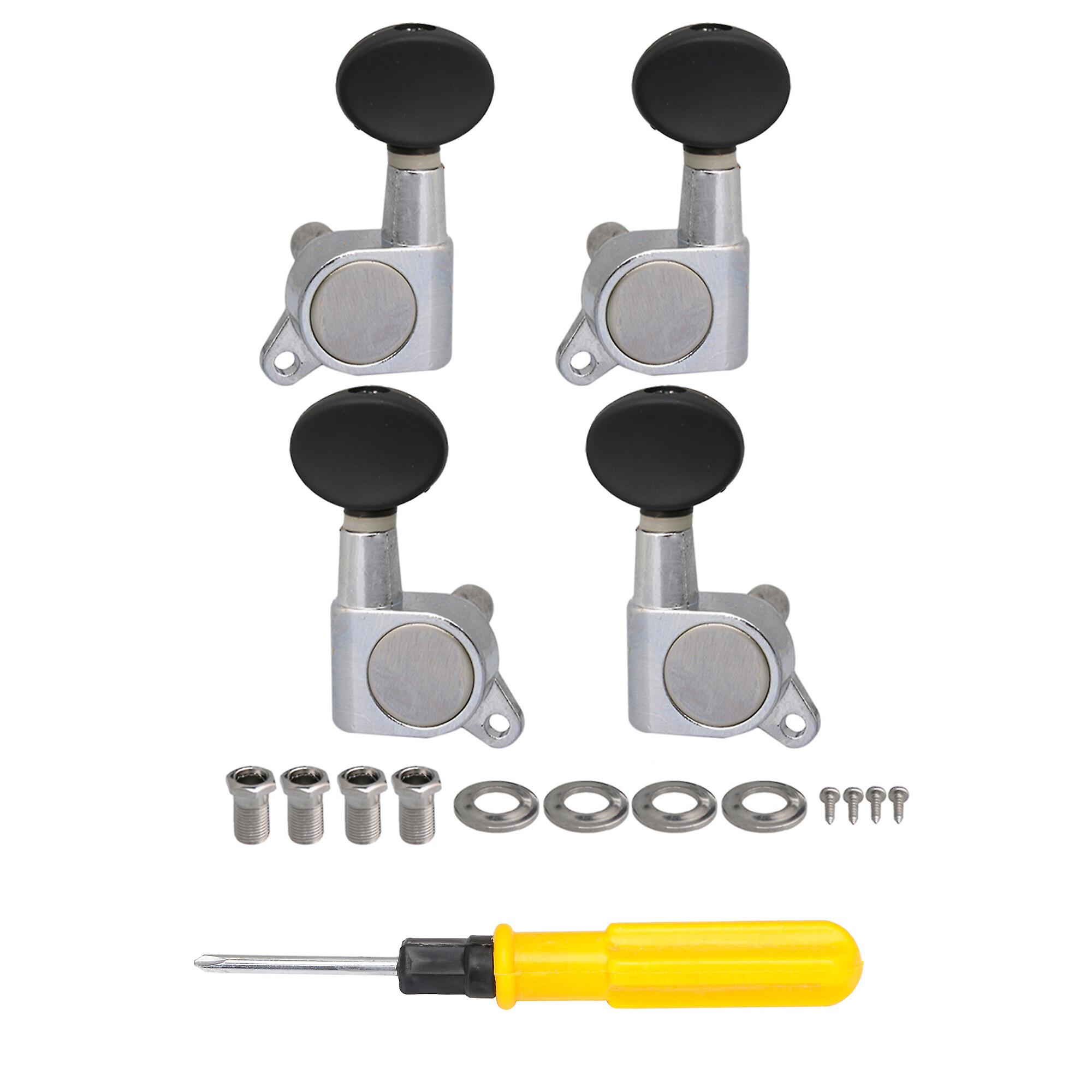 5 Pcs 4 String Guitar Machine Heads 2R 2L Matte Keys with Screwdriver