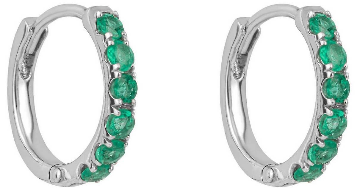 Elements Gold Emerald Hoop Earrings - Green/Silver