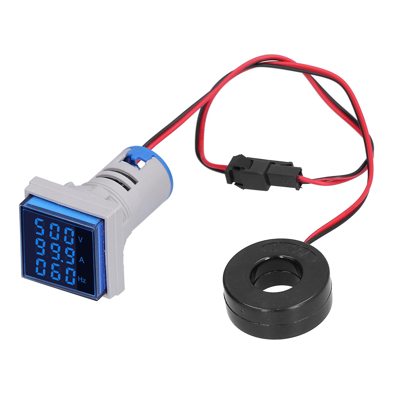 Blue Digital LED Indicator Lamp 3-Display Square 60-500V AC 0-100A ST17VAH