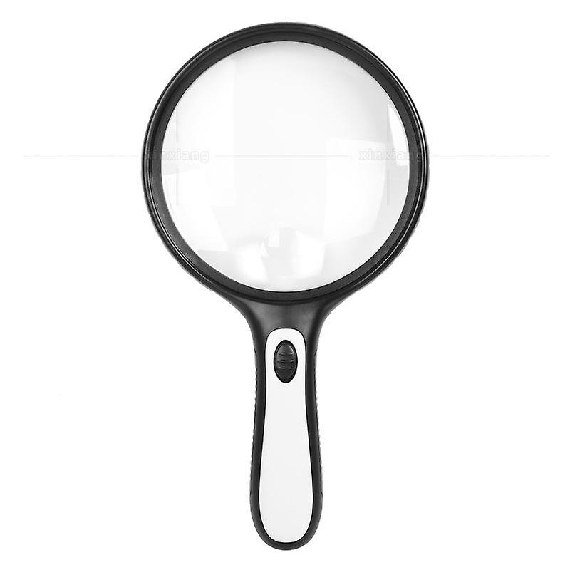 Large Handheld Magnifier with 4 LED Lights Plastic Magnifier for Elderly Reading