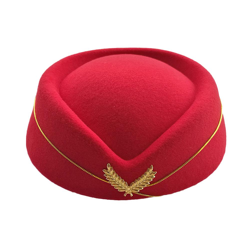Autumn Winter Airline Stewardess Cap Imitation Wool Uniform Plane Stewardess Cap Cosplay Stage Perform Women Ladies Cap