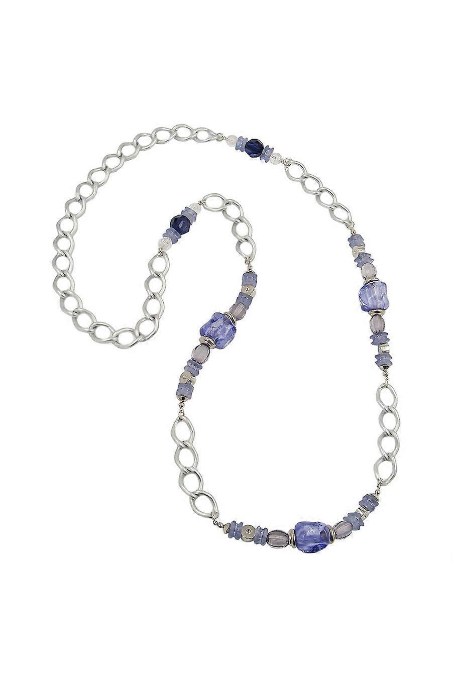 Necklace Stone-pearl Blue Curb Chain 90cm - Gl02449
