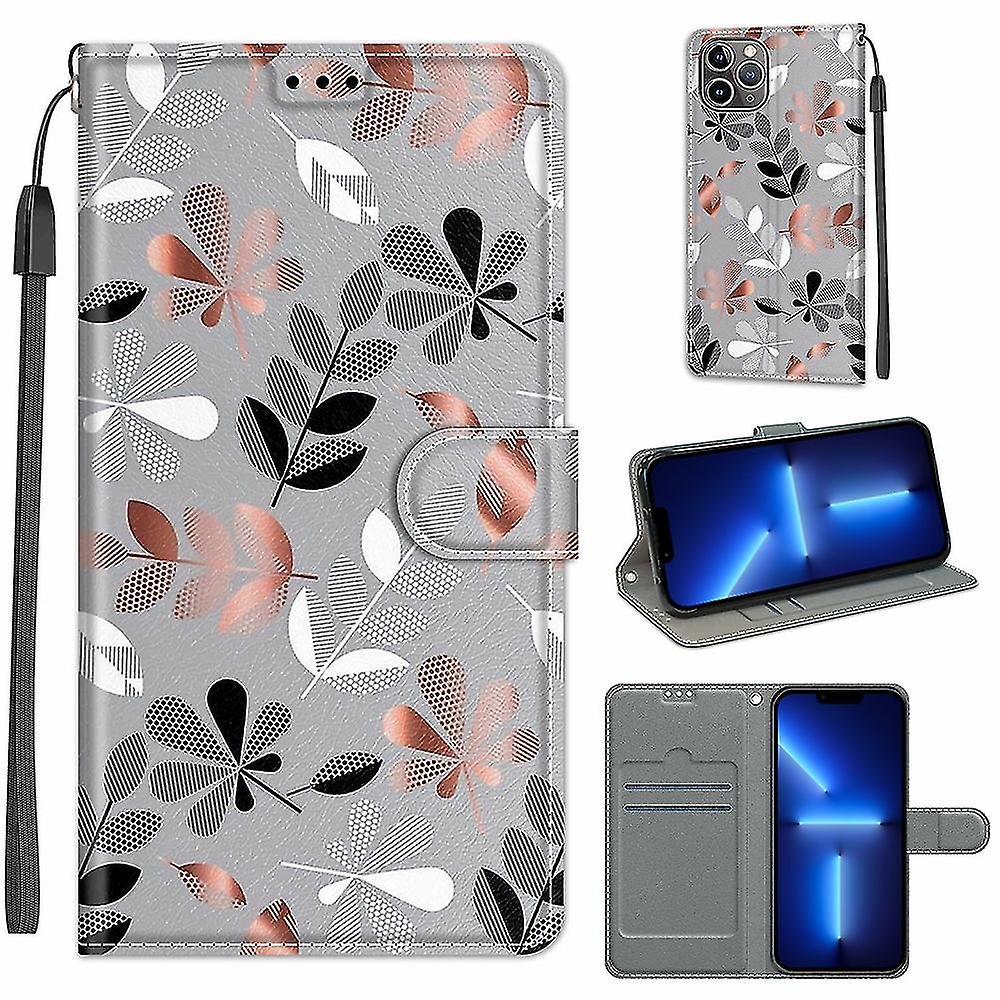 Colored Drawing Magnetic Leather Case For Iphone 13 Pro Max C19 Material Flower