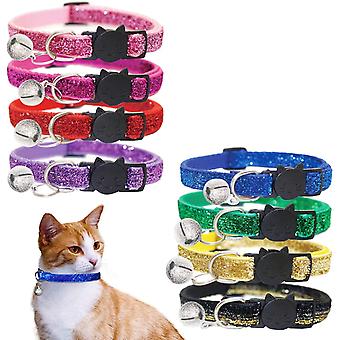Veeki 8 PCS/Set Bling Cat Collars Breakaway with Bell for Kitten Puppy Rabbit and Other Small Pet Animals, Adjustable from 7.5-12.5"