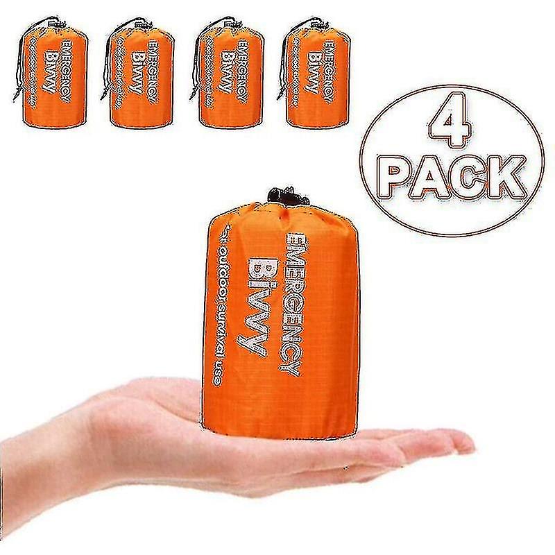 Lot de 4 sacs de couchage thermiques et imperméables d'urgence pour camping et survie
