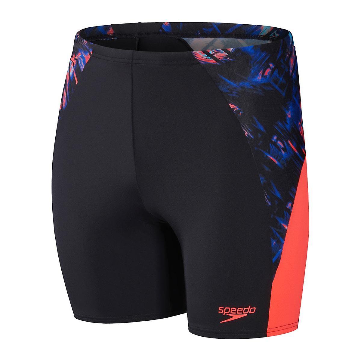 Speedo ECO END+ Splice Mid Swim Jammer - Black/True Colbalt/Volcanic Orange/Hypersonic Blue - Boys
