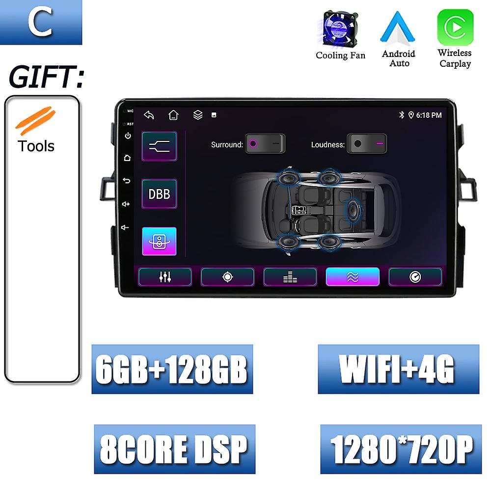 Android System For Toyota Auris E150 2006 - 2012 Wireless CarPlay 9inch Screen Auto Radio Car Intelligent System 4G+WiFi NO 2DIN