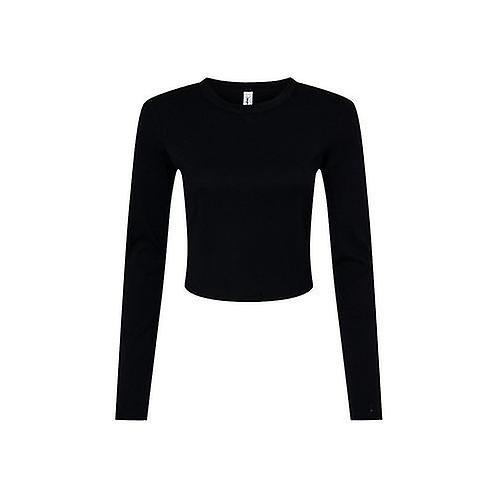 Bella + Canvas Womens/Ladies Plain Micro-Rib Long-Sleeved Crop Top