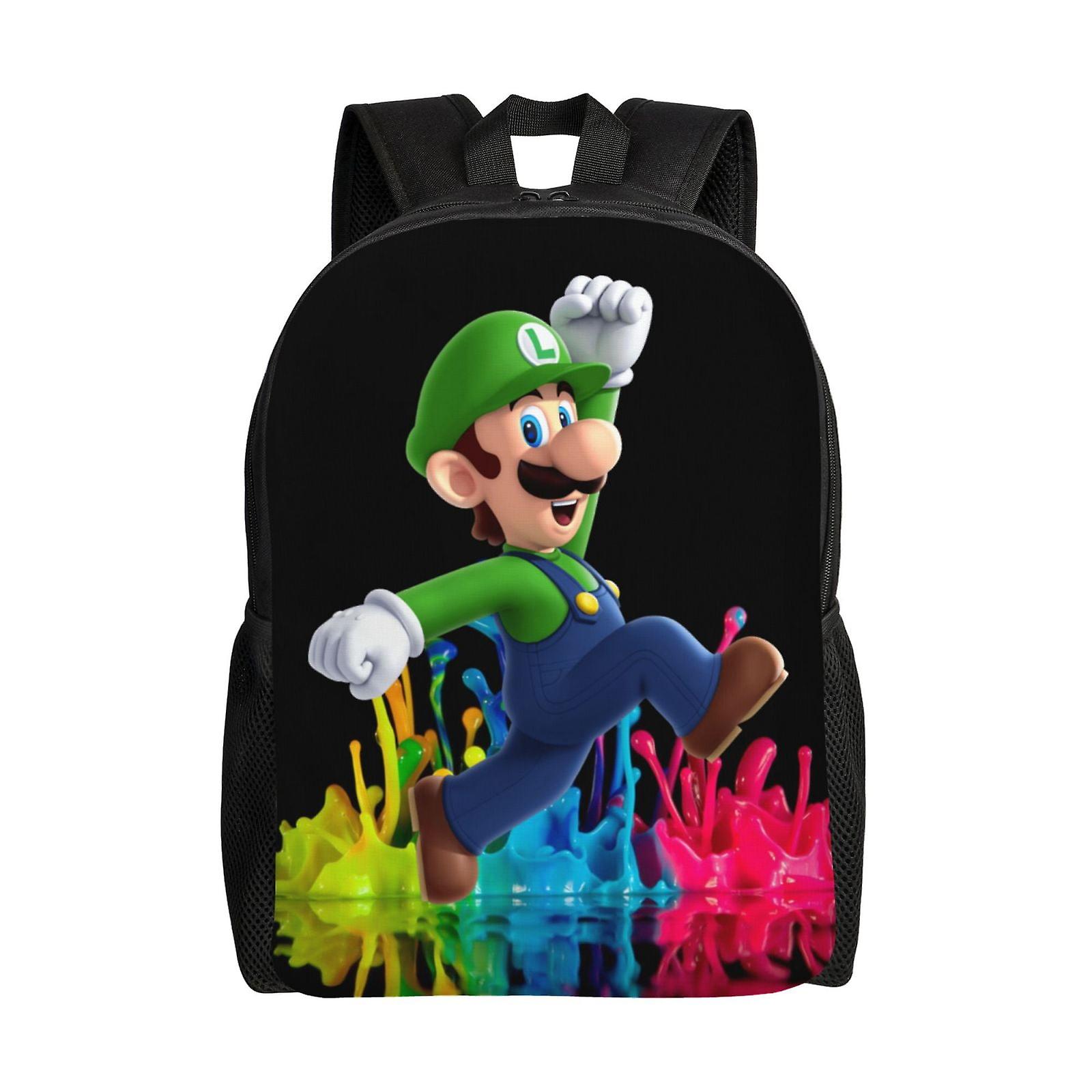 لويجي قصر مضحك لعبة للجنسين على ظهره حقيبة مدرسية للكمبيوتر المحمول حقيبة طالب جامعي خفيفة الوزن حقيبة نهارية أساسية خفيفة الوزن للأطفال البالغين في سن المراهقة