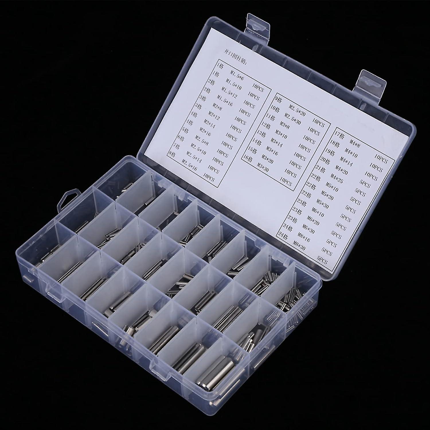 280pcs Spring Pin Assortment Set M1.5-M8 Size - Perfect Fasteners with Plastic Box