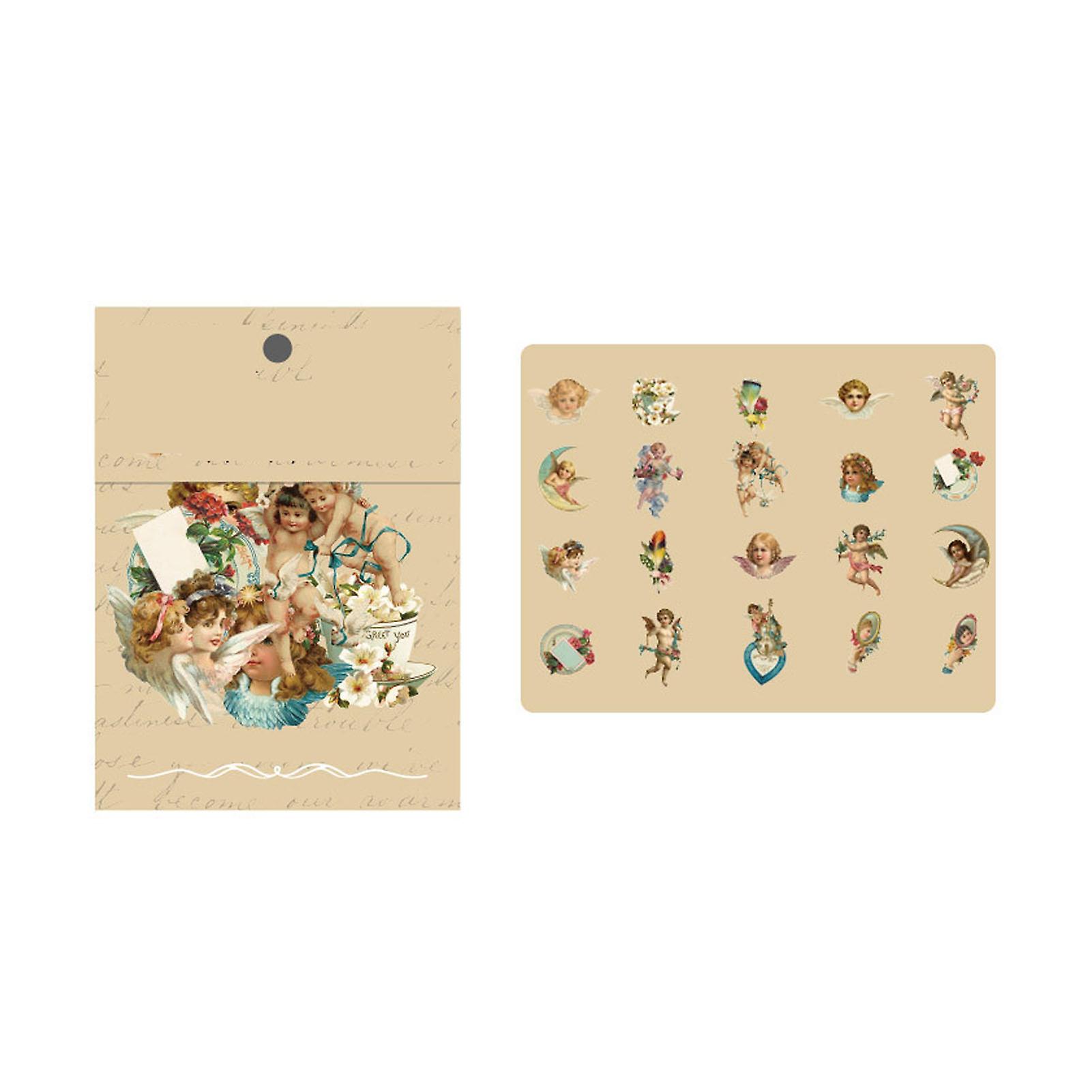 40pcs Vintage Romantic Stickers Quicksand Series PET Delicate Patterns Nostalgic Decals for Diary Notebook Angel