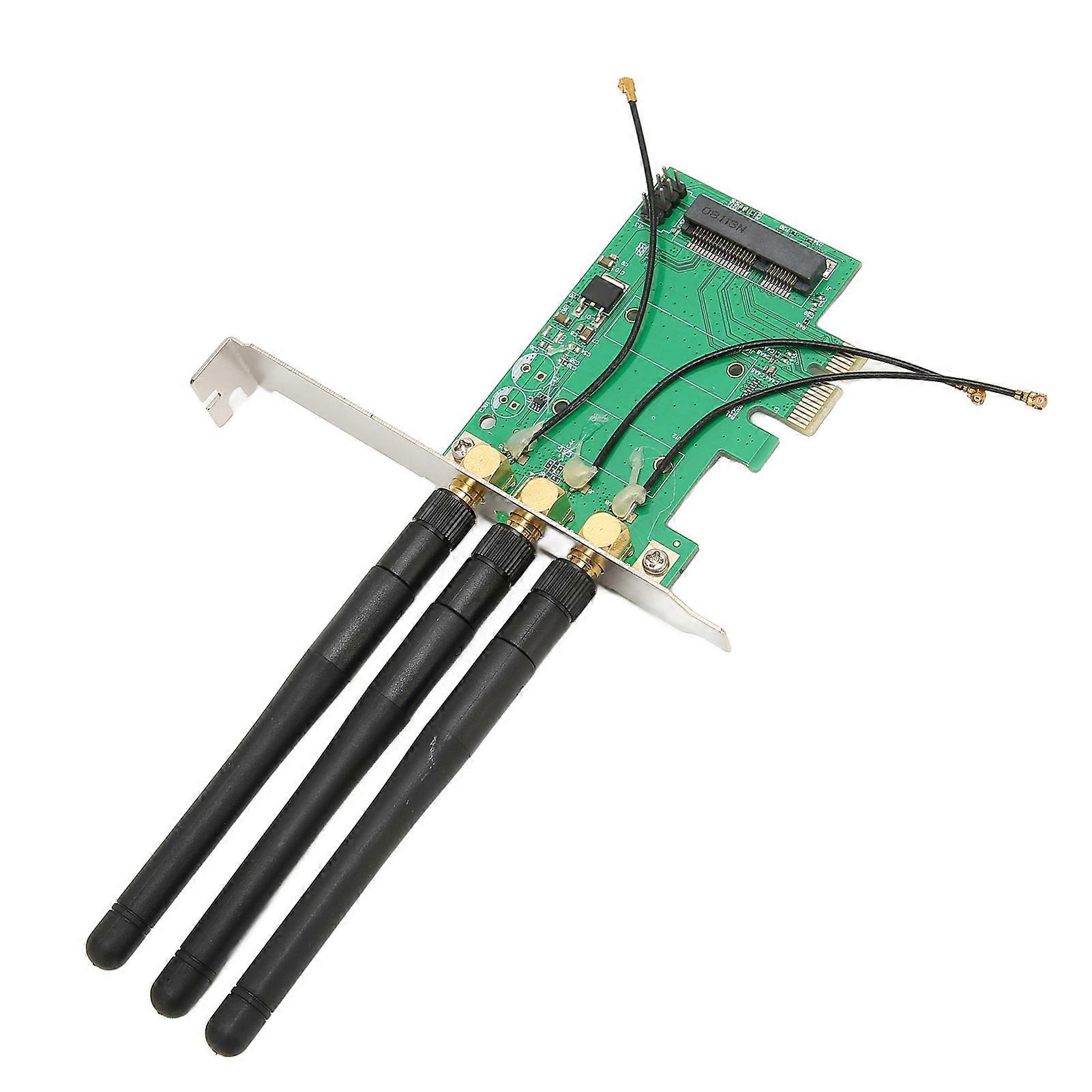 Mini PCIE to PCIE Adapter Card PCIE Network Card Adapter Three Antenna Network Expansion Card for Desktop Computers