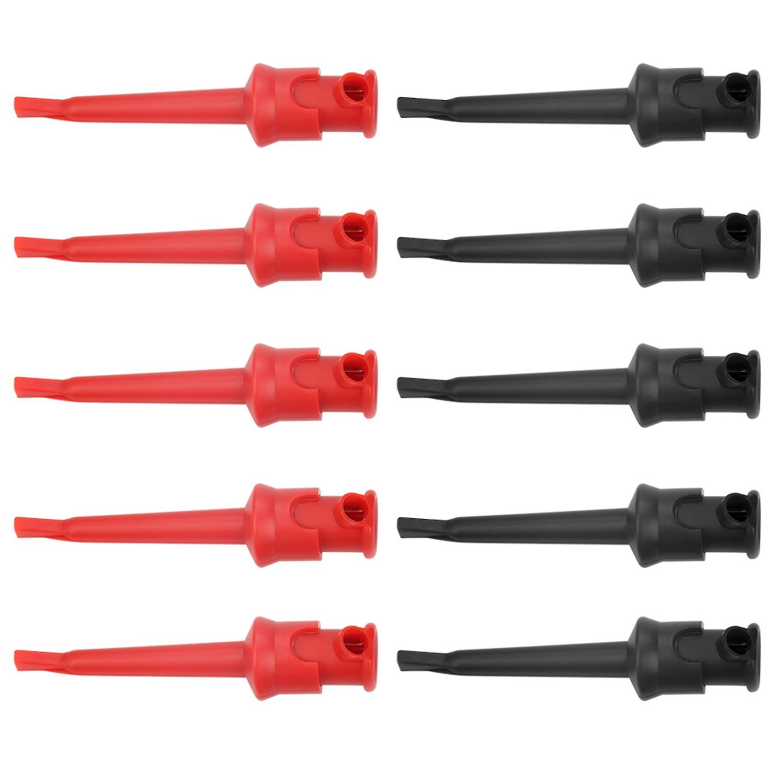 10 x P5002 Multimeter Test Hook Lead Grabber for SMT/SMD IC D20 Soldering Cable (Black and Red) L0TNW