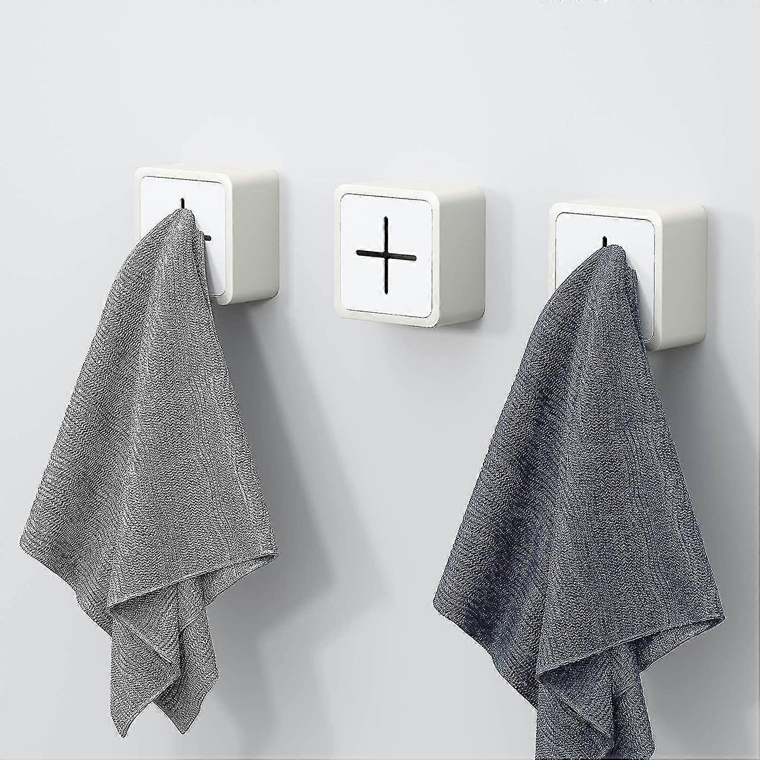 3 Pack Kitchen Towel Hooks - Self Adhesive Towel Holders