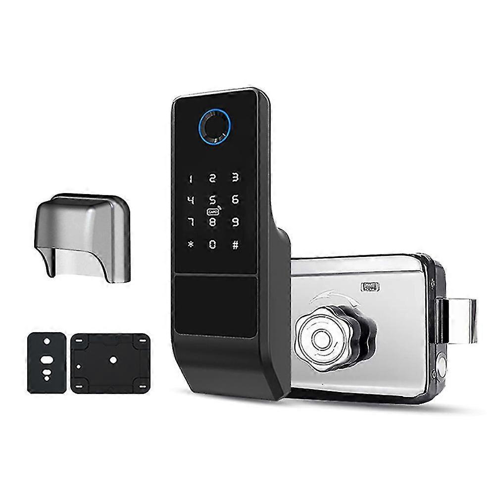 Waterproof Tuya Wifi Smart Door Lock Digital Password Double Fingerprint Electronic Rim Lock For Ou