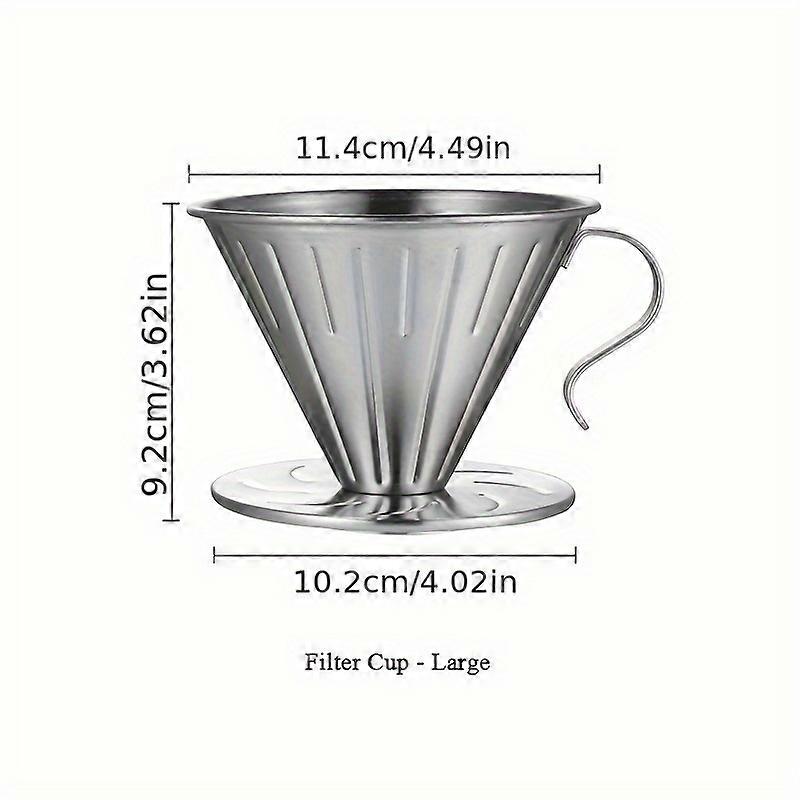V60ドリップタイプハンドフラッシュコーヒーフィルター漏斗304ステンレス鋼フィルターカップコーヒーハンドフラッシュポットドリップフィルターポータブルアウトドアキットダンピングコーヒー