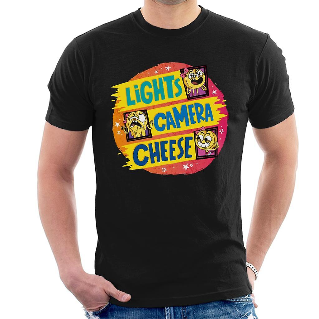 Boy Girl Dog Cat Mouse Cheese Lights Camera Cheese Men's T-Shirt